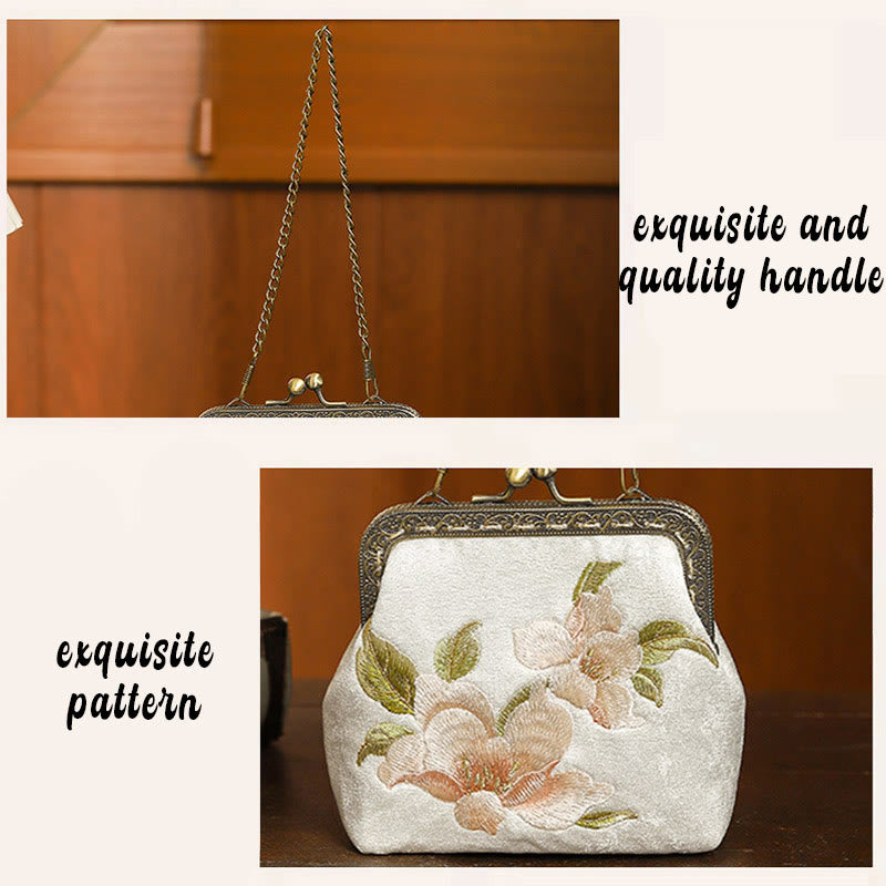 Handtasche mit Schmetterlingsstickerei, orientalische Kirsche, 11 cm