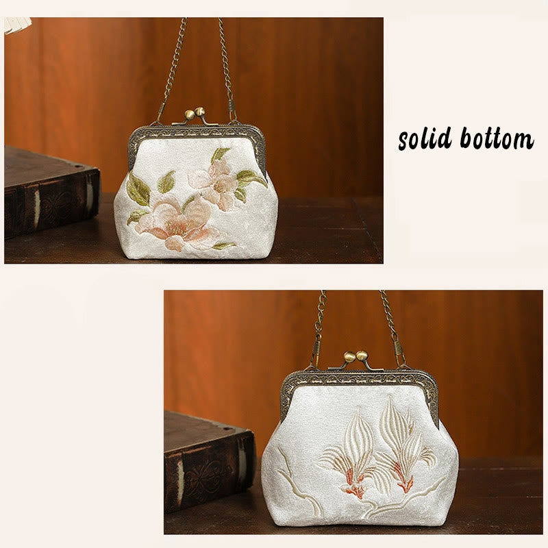 Handtasche mit Schmetterlingsstickerei, orientalische Kirsche, 11 cm