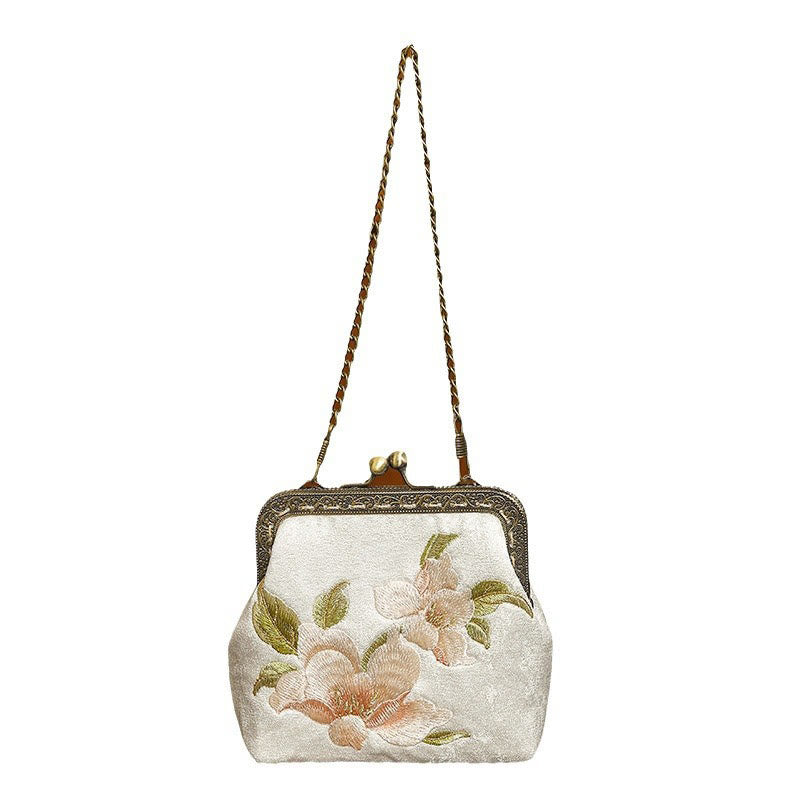Handtasche mit Schmetterlingsstickerei, orientalische Kirsche, 11 cm