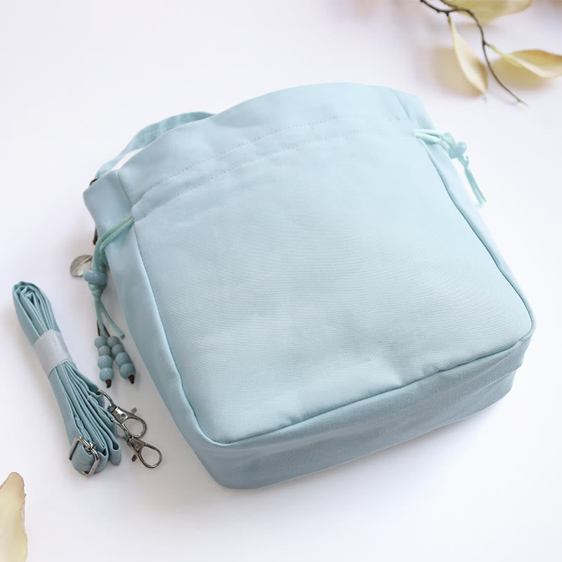 Bestickte Einkaufstasche aus Baumwollleinen mit Glyzinienblüten