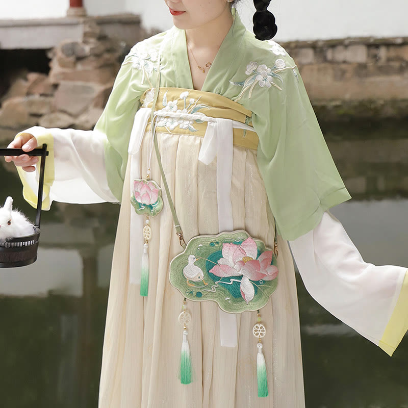 Bestickte Lotus Koi Fisch Kaninchen Hanfu Umhängetasche