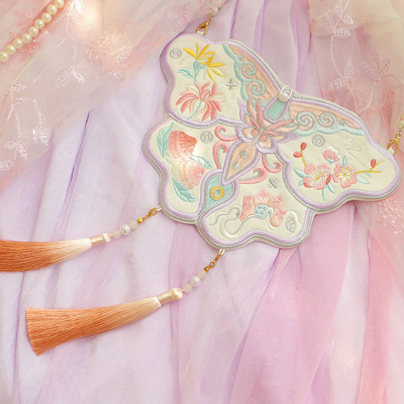 Bestickte Lotus Koi Fisch Kaninchen Hanfu Umhängetasche