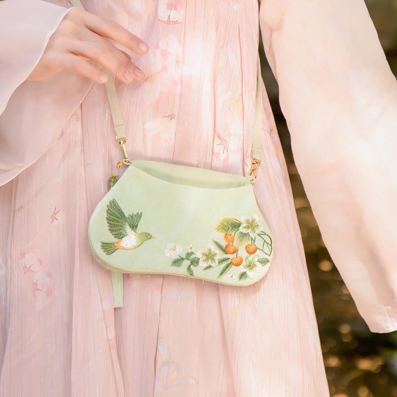 Bestickte Lotus Koi Fisch Kaninchen Hanfu Umhängetasche