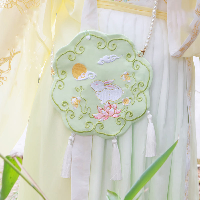 Bestickte Lotus Koi Fisch Kaninchen Hanfu Umhängetasche