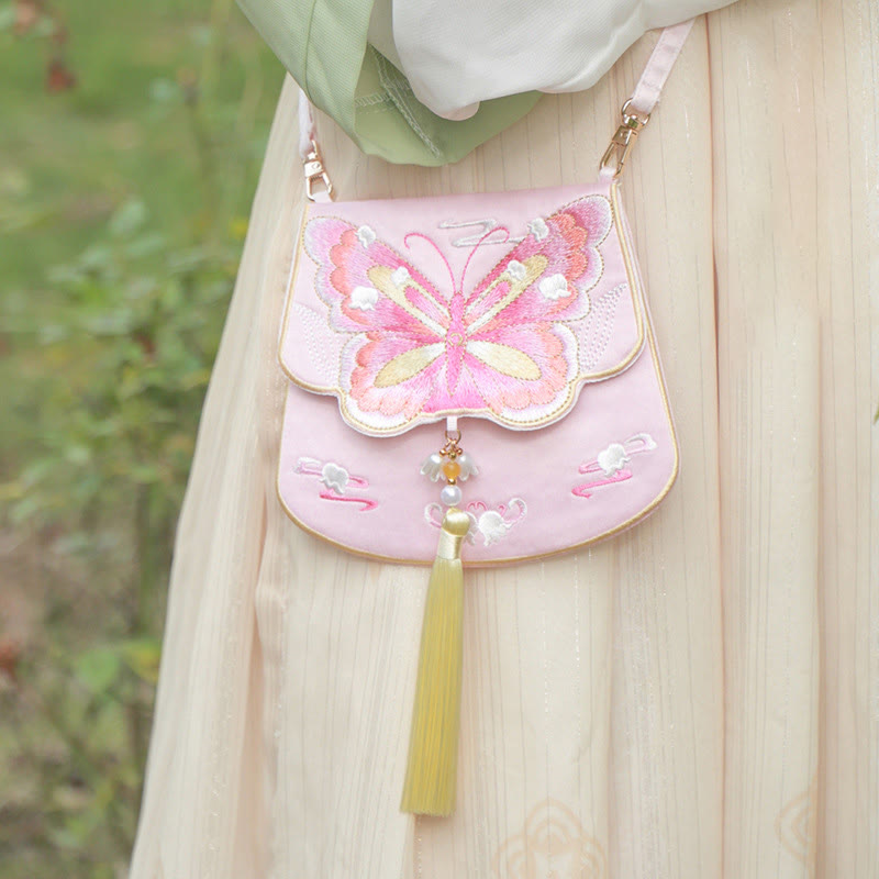 Bestickte Lotus Koi Fisch Kaninchen Hanfu Umhängetasche