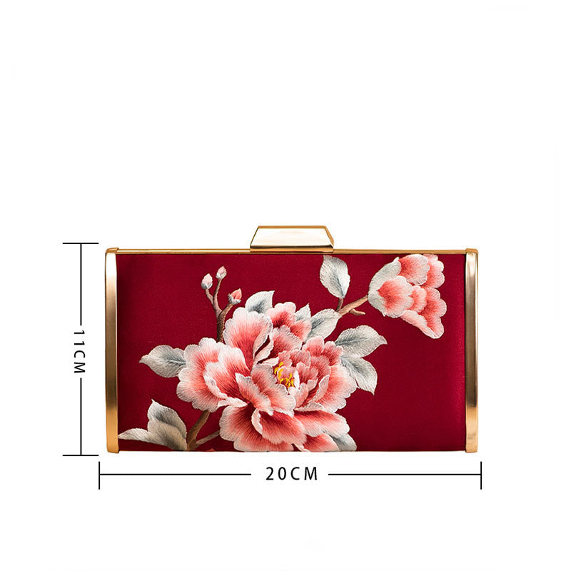 Gestickte Nelken-Umhängetasche 20 cm | Elegantes Blumendesign
