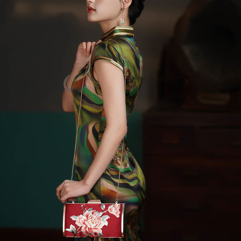 Gestickte Nelken-Umhängetasche 20 cm | Elegantes Blumendesign