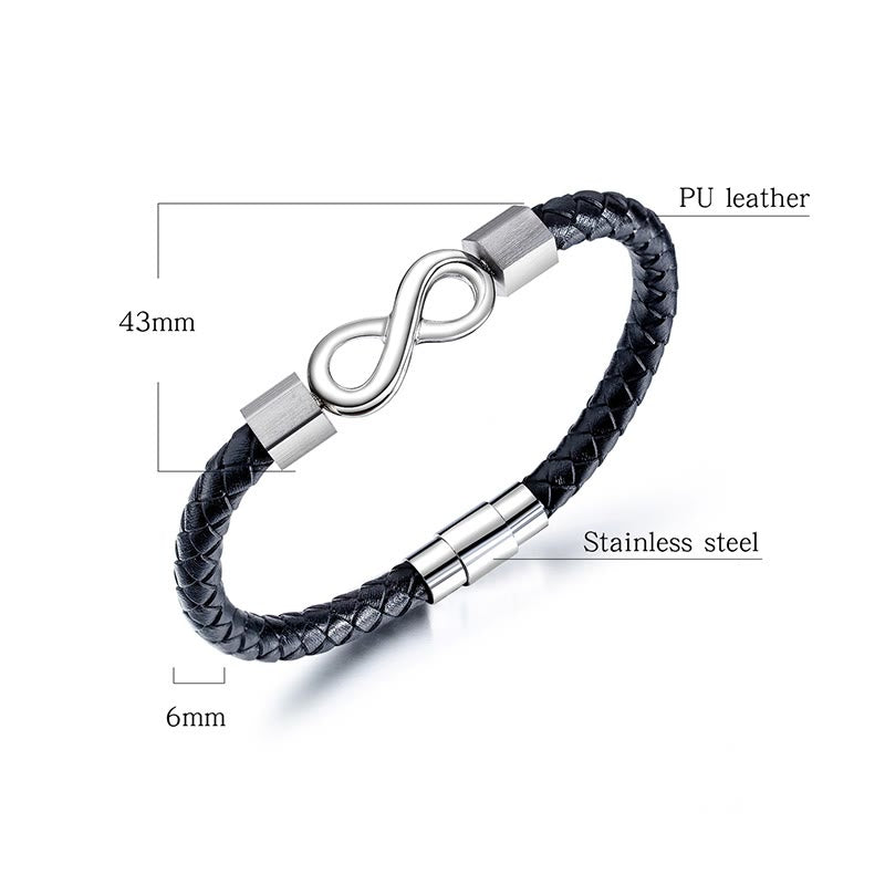 Endloser Knoten Titanstahl Leder Spirituelles Balance Armband