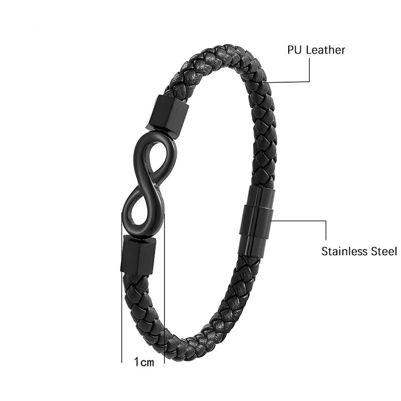 Endloser Knoten Titanstahl Leder Spirituelles Balance Armband