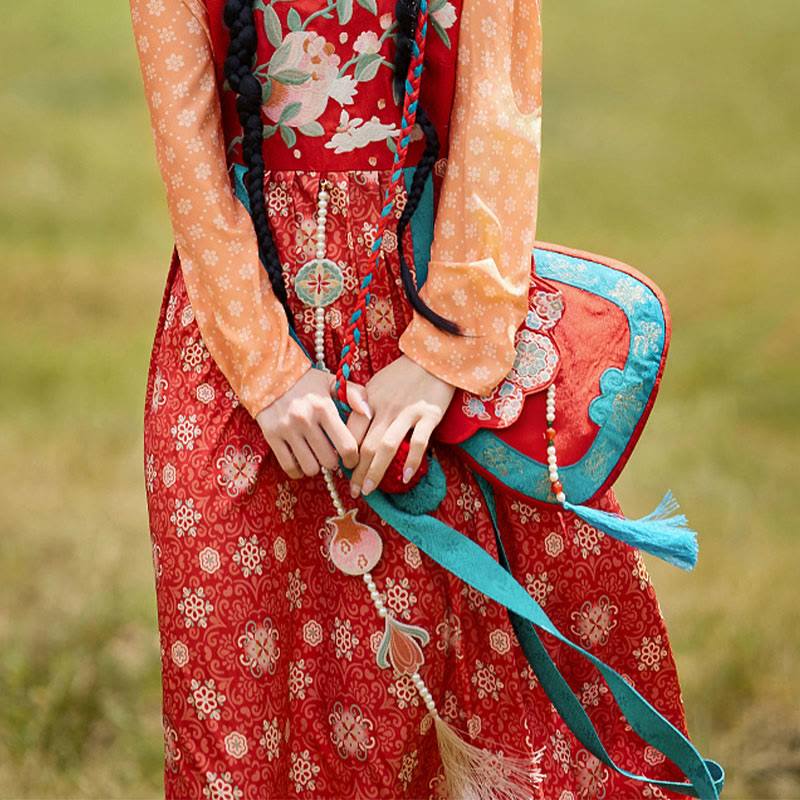 Umhängetasche mit ethnischer Su-Stickerei, 20 x 21 cm, für Yoga