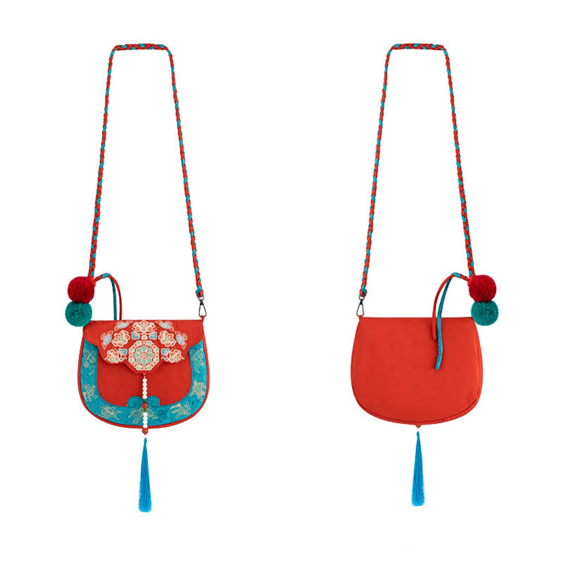 Umhängetasche mit ethnischer Su-Stickerei, 20 x 21 cm, für Yoga