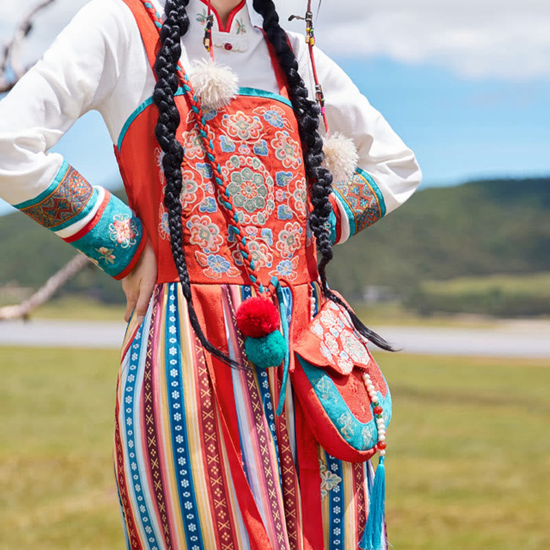 Umhängetasche mit ethnischer Su-Stickerei, 20 x 21 cm, für Yoga