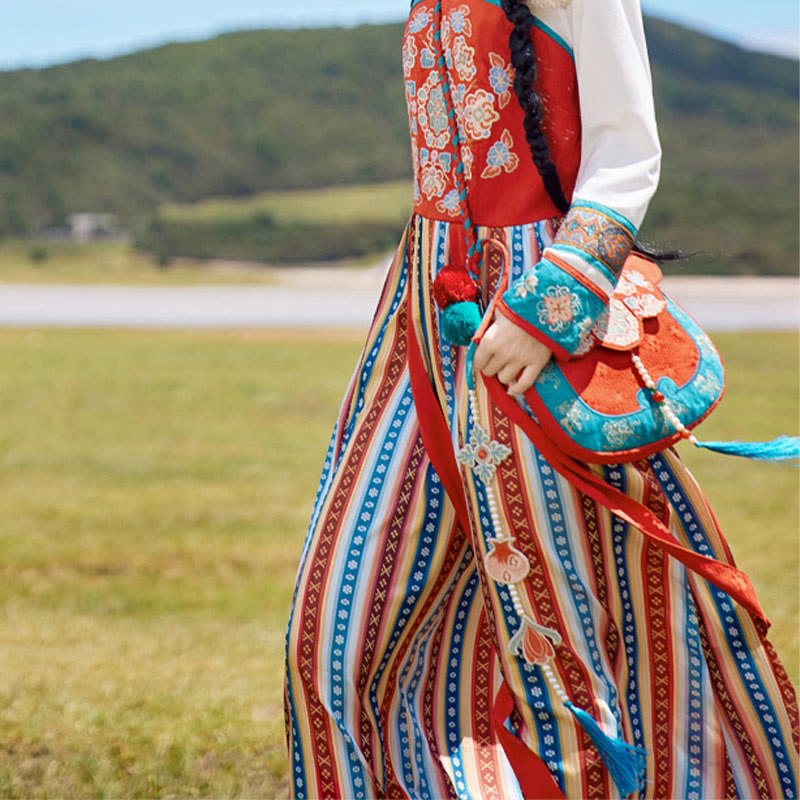 Umhängetasche mit ethnischer Su-Stickerei, 20 x 21 cm, für Yoga