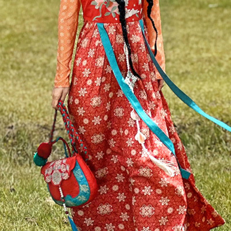 Umhängetasche mit ethnischer Su-Stickerei, 20 x 21 cm, für Yoga