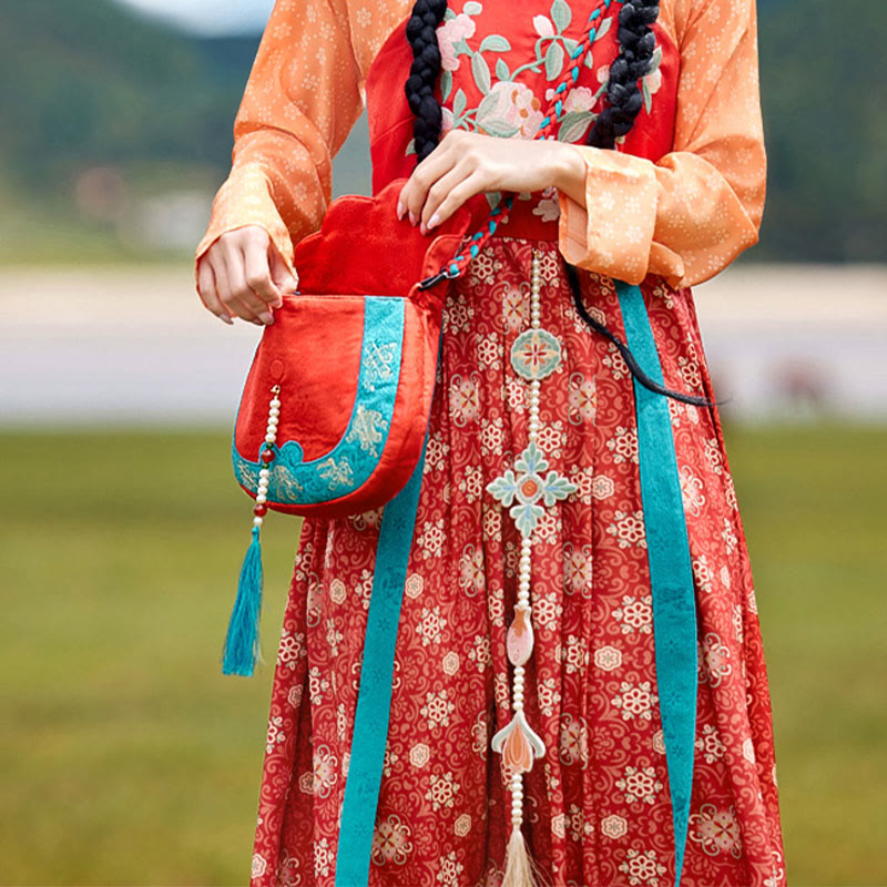 Umhängetasche mit ethnischer Su-Stickerei, 20 x 21 cm, für Yoga