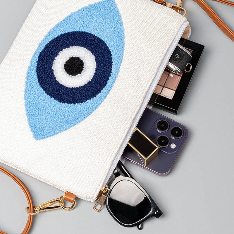 Evil Eye Canvas Umhängetasche mit verstellbarem Riemen - Schutzsymbol