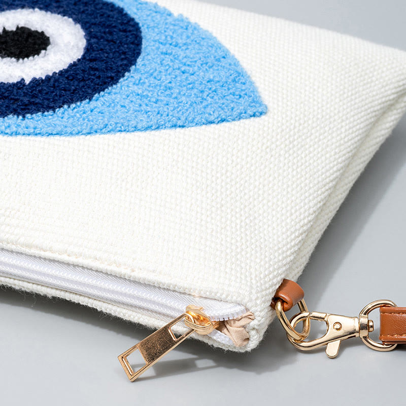 Evil Eye Canvas Umhängetasche mit verstellbarem Riemen - Schutzsymbol