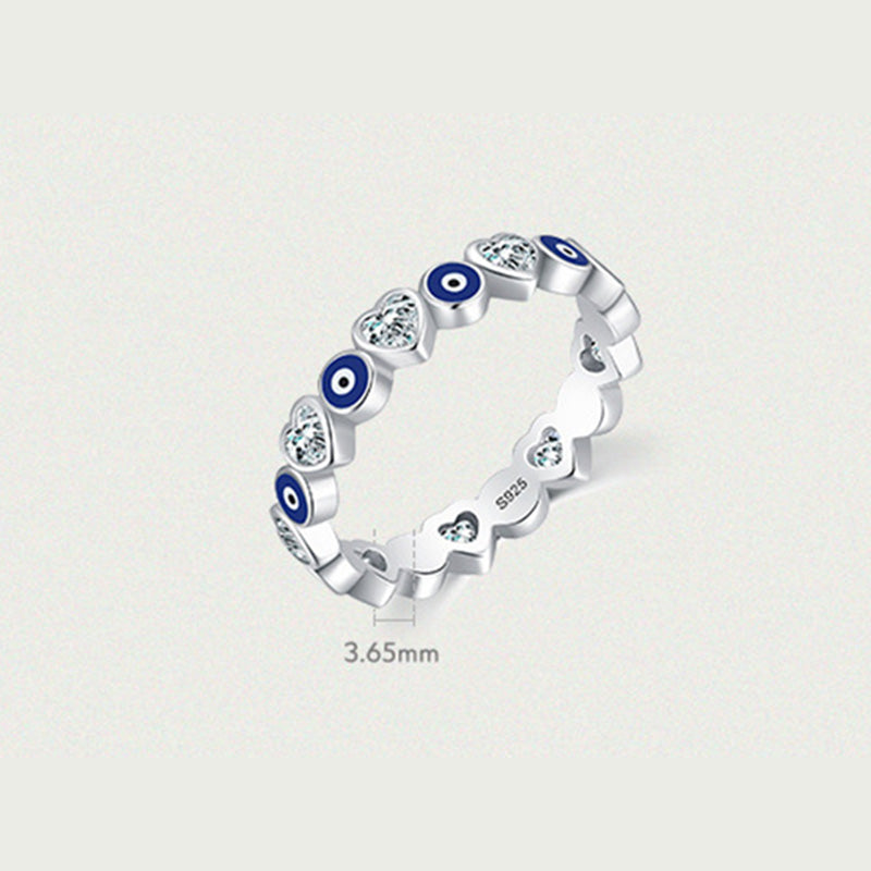 Evil Eye Love Heart Ring aus 925 Sterling Silber - Schutz &amp; Segen