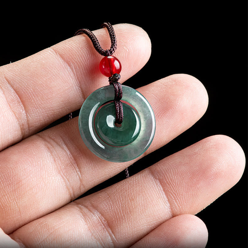 Green Jade Double Peace Buckle Necklace for Abundance