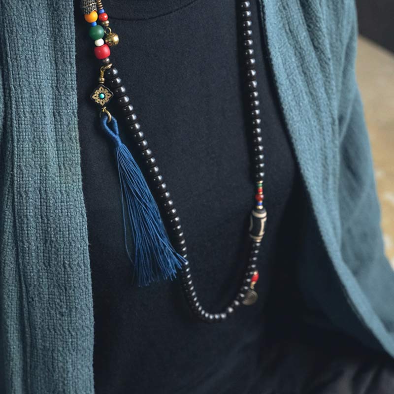 108 Beads Ebony Wood Balance Mala Bracelet for Meditation
