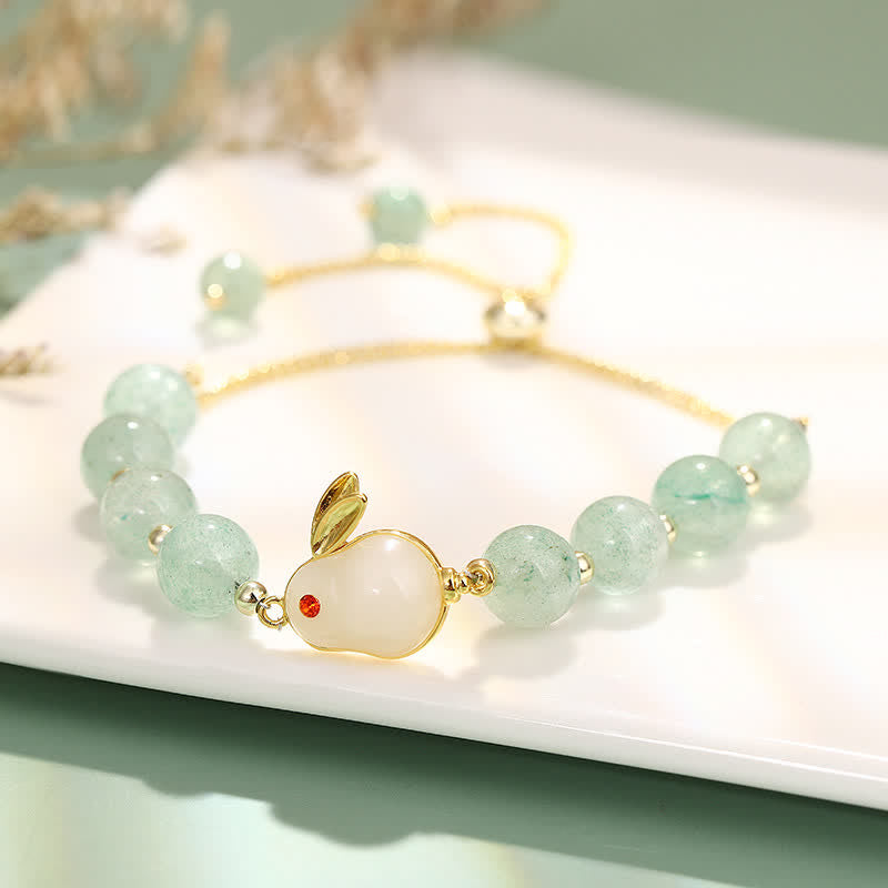Green Aventurine Rabbit Luck Bead Bracelet for Positive Energy