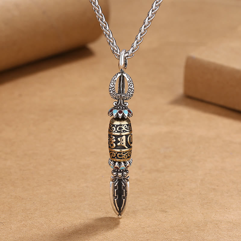 Om Mani Padme Hum Kupfer Achat Schutz Anhänger Halskette