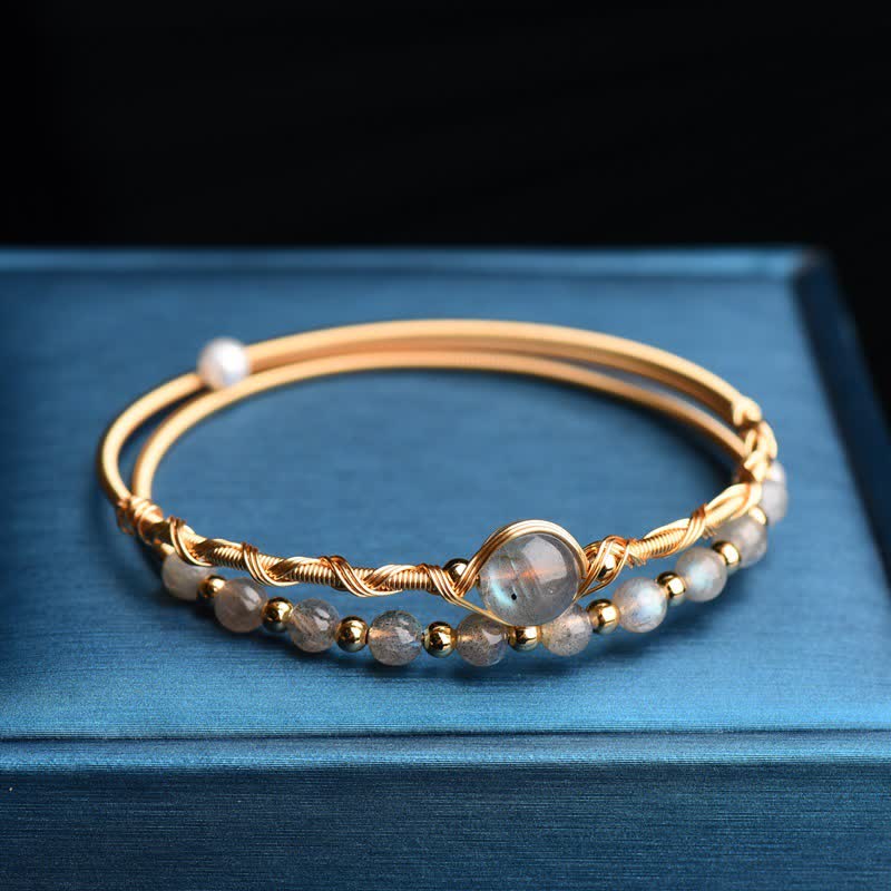 Moonstone Love Bracelet for Calm & Healing in Premium Metal 15-20cm