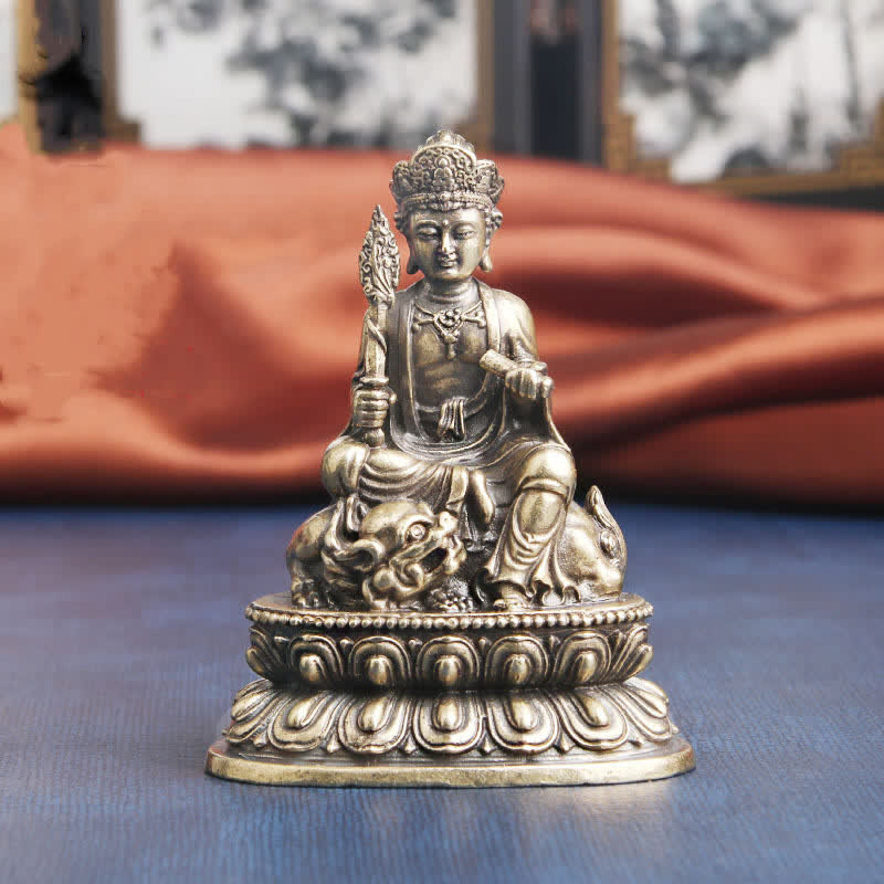 Manjusri Bodhisattva Copper Buddha Statue 49x64mm Serenity