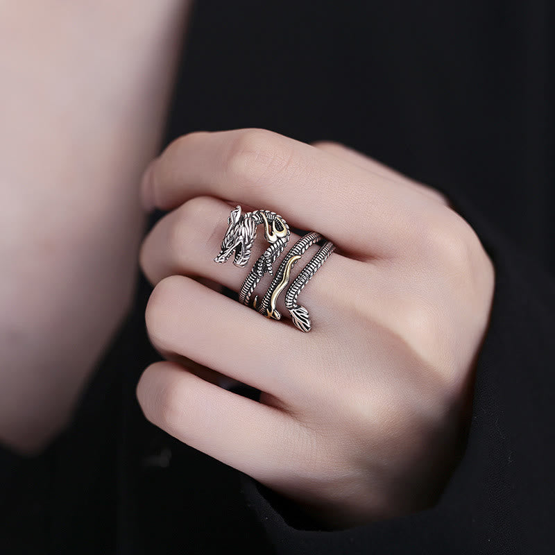 Vintage Dragon Copper Strength Ring Adjustable Unisex