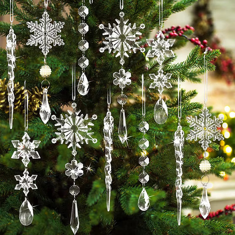 Christmas Ornament Tree Hanging Decoration Snowflake Wind Chimes New Year Home Supplies Xmas Tree Accessories Winter Party Decor