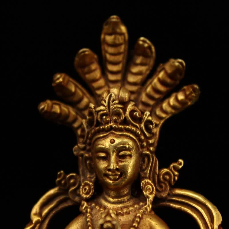 9cm Copper Bodhisattva Nagarjuna Protection Statue