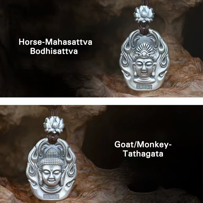 Chinese Zodiac Compassion Necklace with Om Mani Padme Hum Pendant