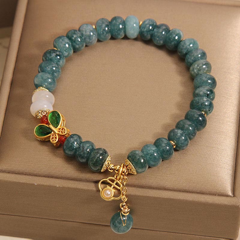8mm Jade White Agate Butterfly Abacus Beads Abundance Bracelet
