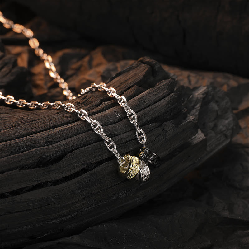925 Sterling Silver Tang Dynasty Flower Luck Energy Necklace
