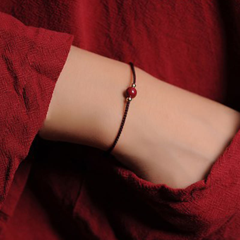 14K Gold Plated Cinnabar Blessing String Braided Bracelet