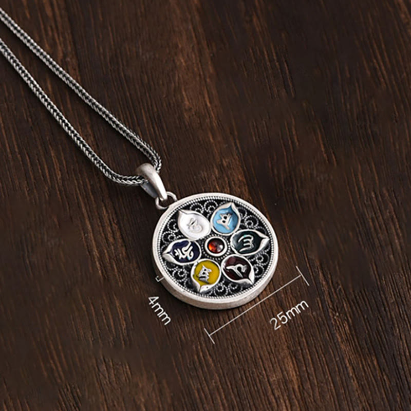 Om Mani Padme Hum Halskette | Tibetischer Anhänger aus Kupfer und Silber