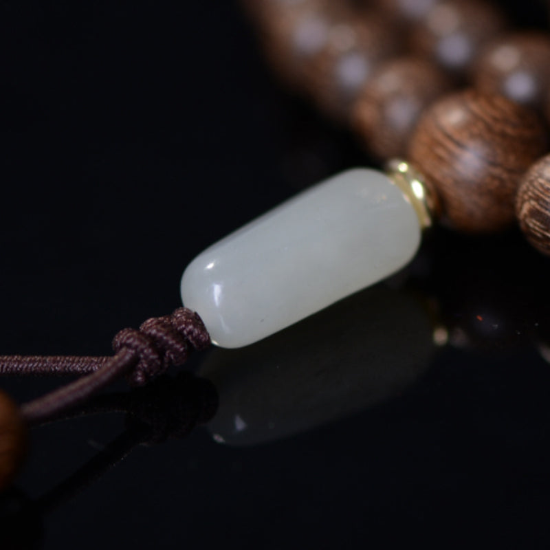 8mm Rosewood Jade Calm Mala Bracelet for Prosperity