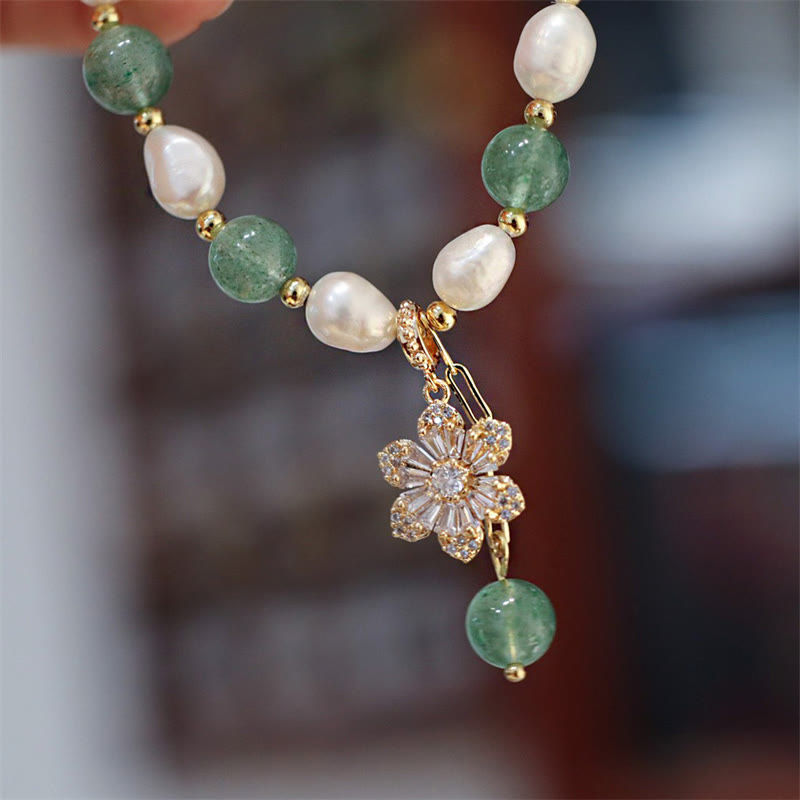 8mm Green Strawberry Quartz Love Bracelet for Calm & Healing