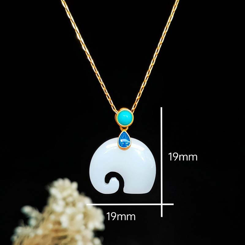 White Jade Elephant Luck Necklace | Strength & Protection