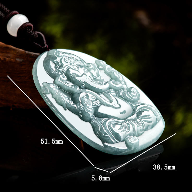 Natürliche Jade Ganesh Schutzkette | Elefanten-Amulett