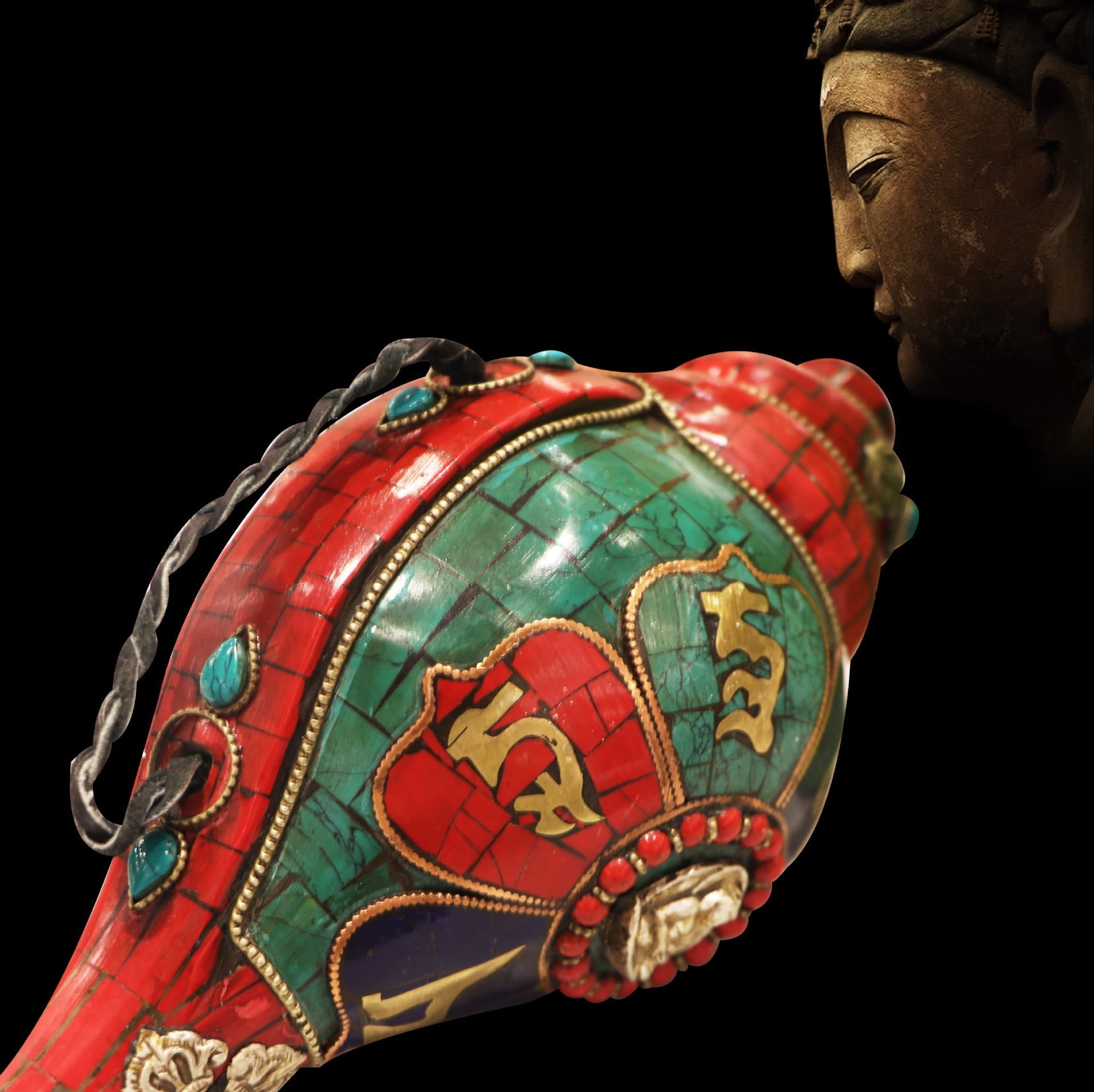 Tibetische handgefertigte Shankha-Muschel 23 cm | Zen-Dekor