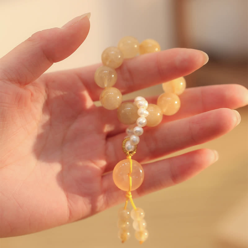 12mm Citrine Bracelet with Peace Buckle for Prosperity