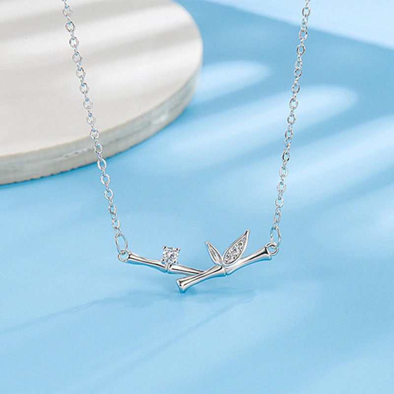 Spirituelle Halskette aus Kupfer-Bambusblättern für Reichtum und Wachstum