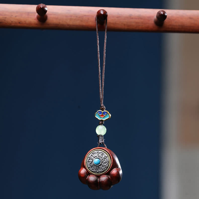 Sandalwood Protection Phone Hanging with Lucky Cat Paw Claw Charm