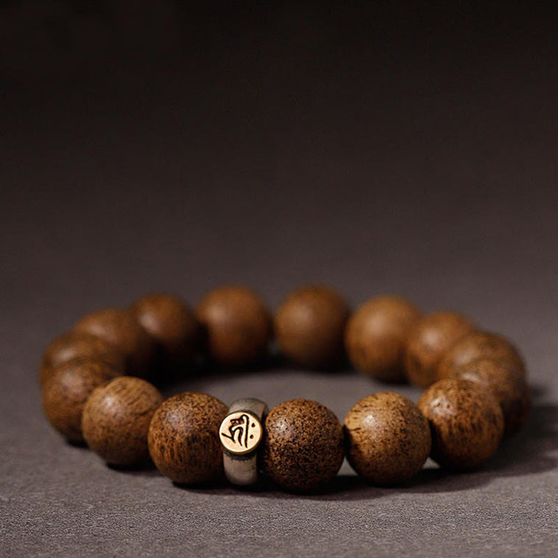 Natürliches Adlerholz-Armband mit chinesischen Sternzeichen, 12 mm Perlen
