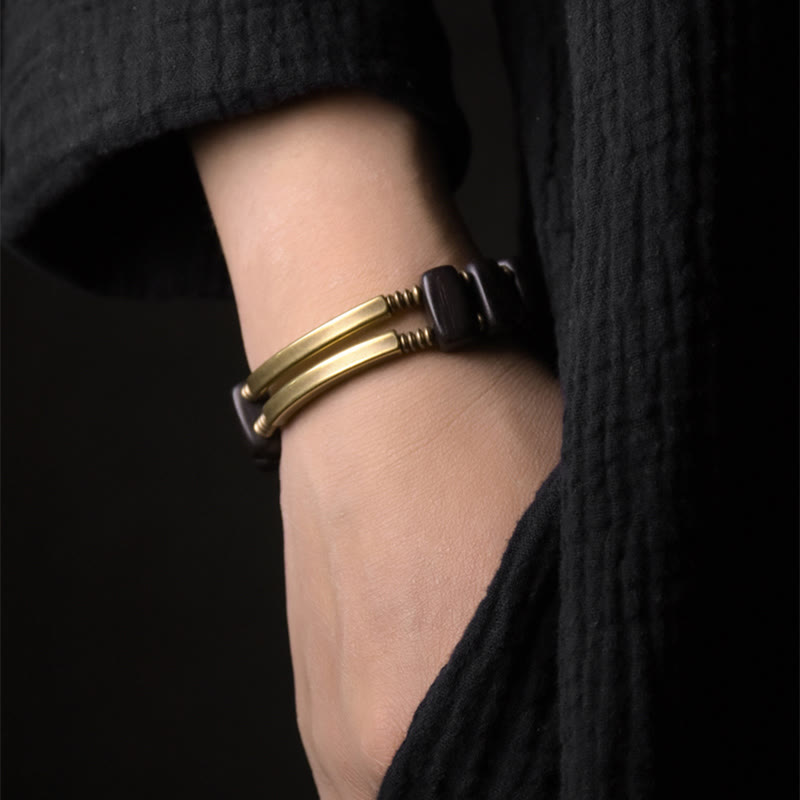 Ebony Wood Copper Double Layer Spiritual Bracelet Balance