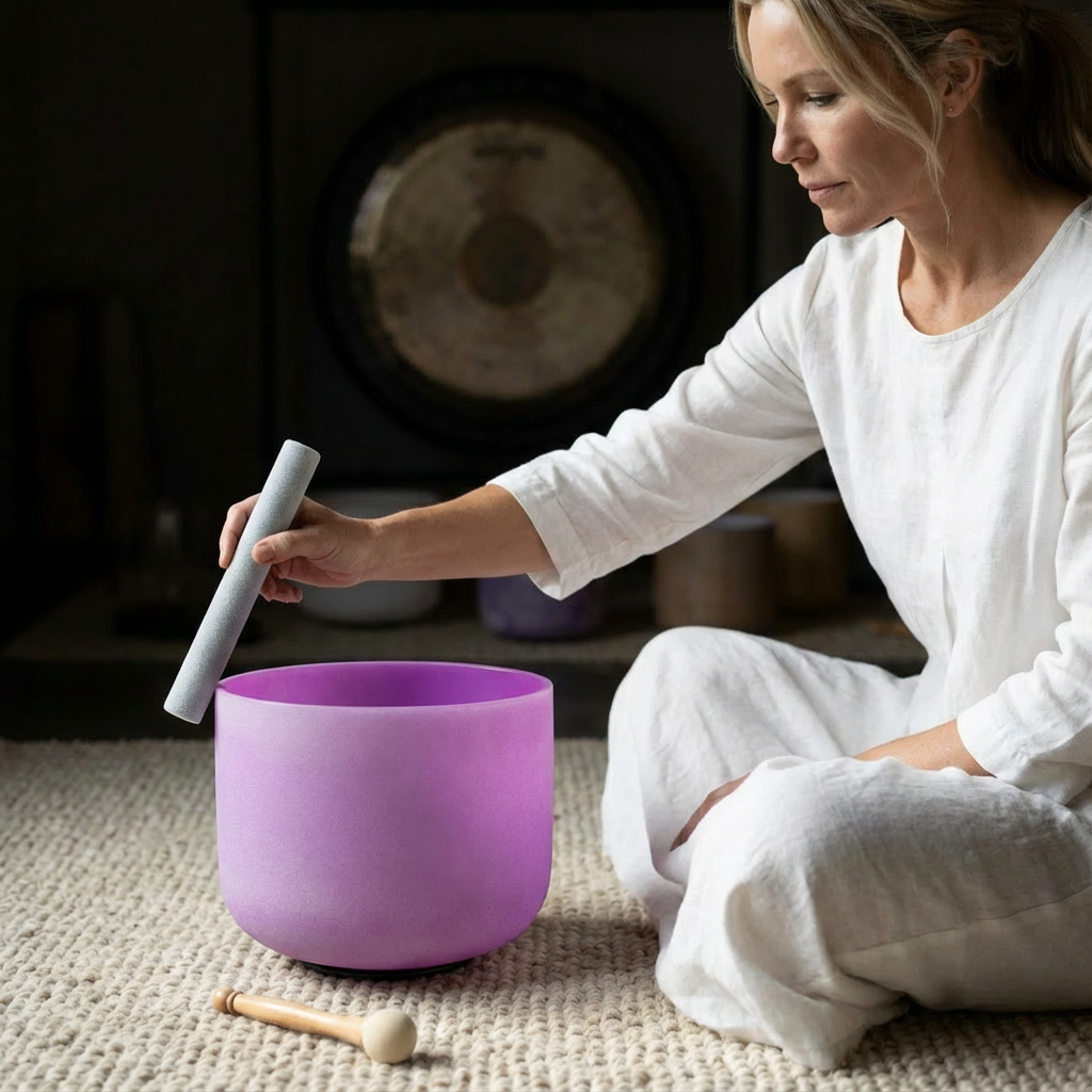 Lila B-Note Kronenchakra Kristallklangschale