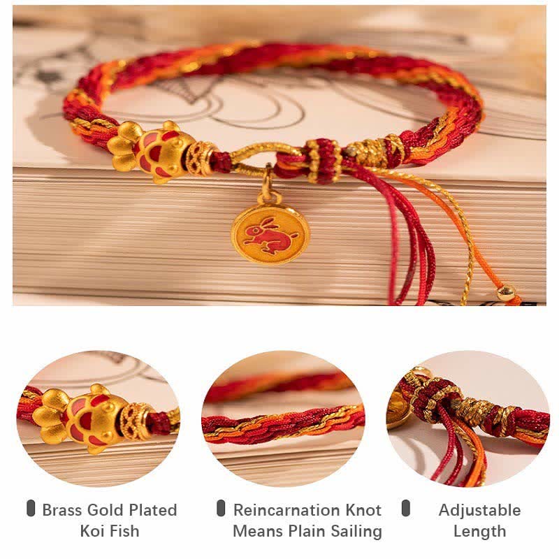 Chinese Zodiac Koi Fish Protection Red String Bracelet