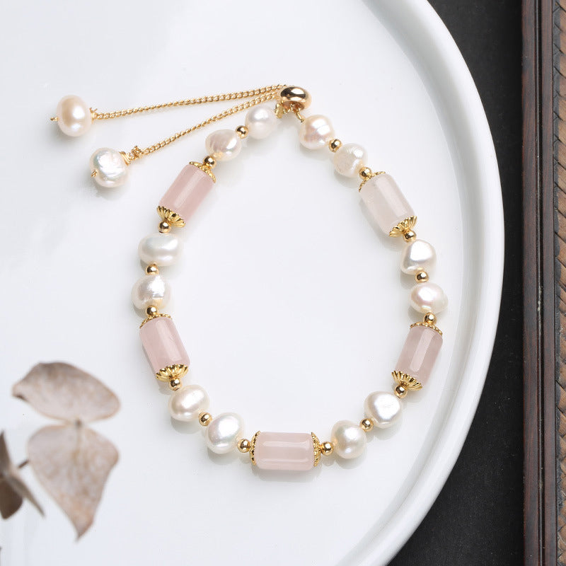 Green Aventurine Pearl Pink Crystal Luck Bracelet