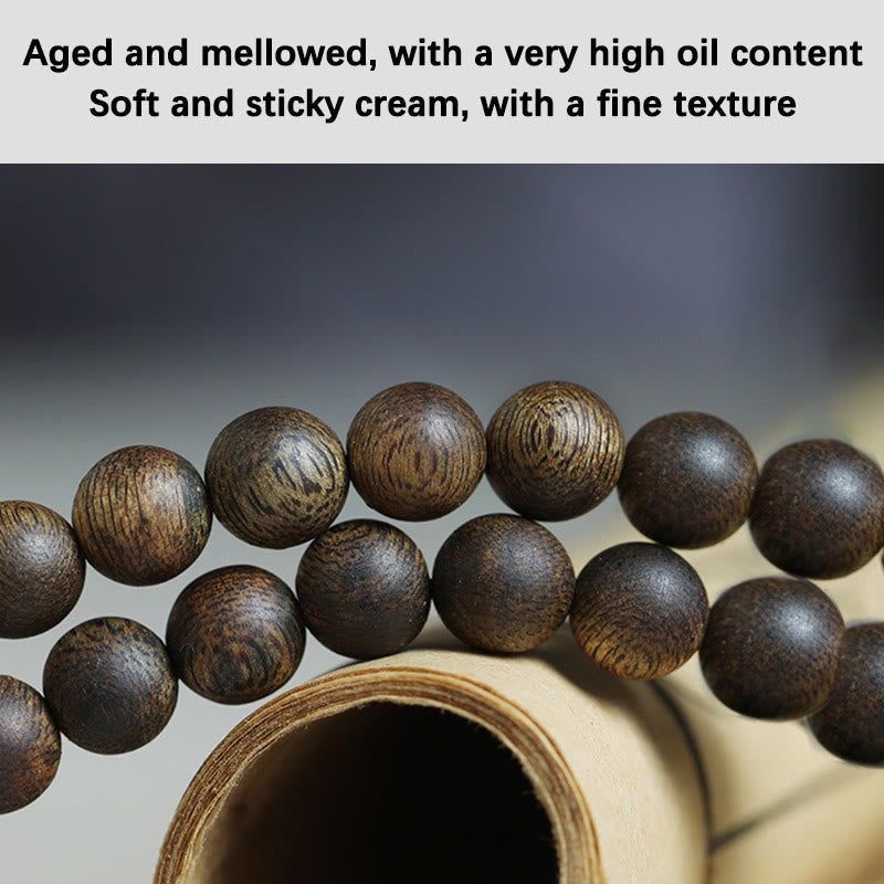 108 Mala Beads Agarwood Bracelet for Balance & Strength